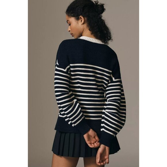 Maeve Blouson Sleeve Crew-Neck Cardigan Sweater S - Picture 2 of 4